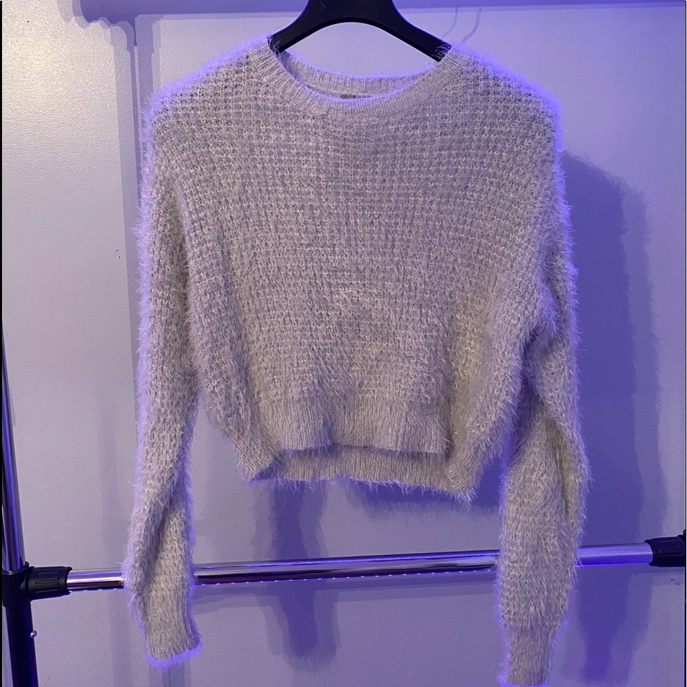 cropped fuzzy sweater
